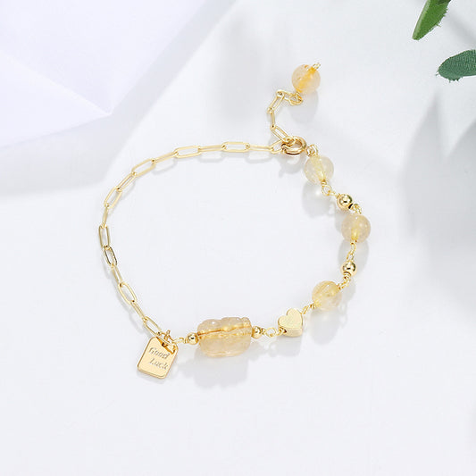 Natural Gold Crystal Stitching Bracelet