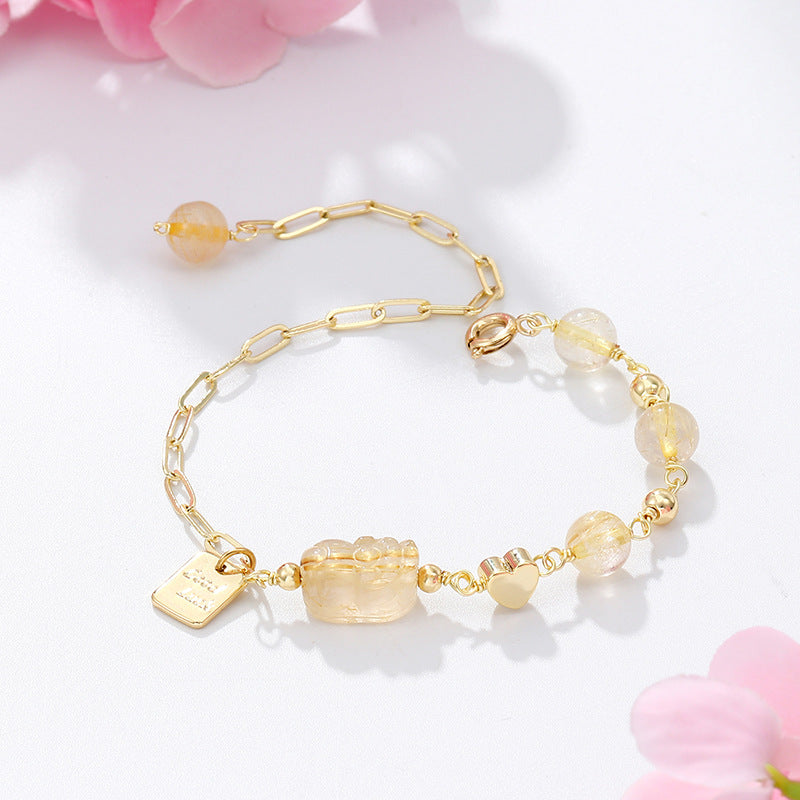 Natural Gold Crystal Stitching Bracelet